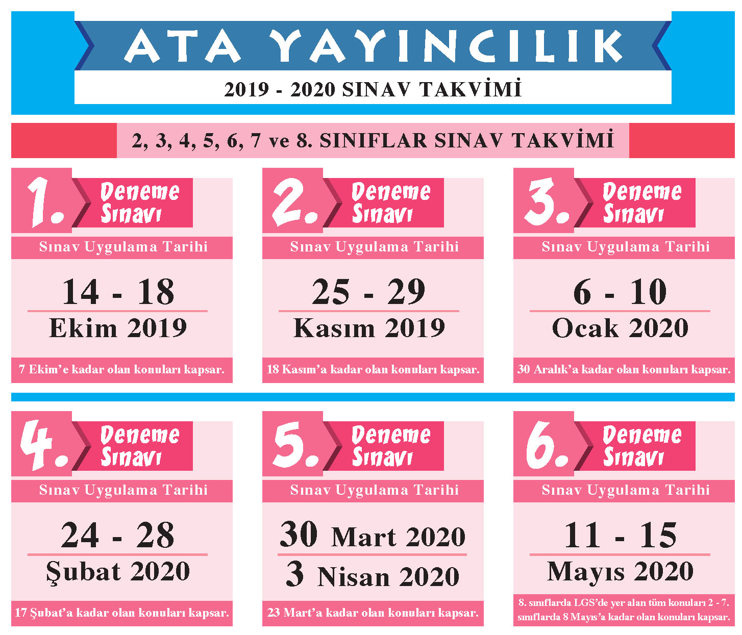 2018-2019 Sınav Takvimi