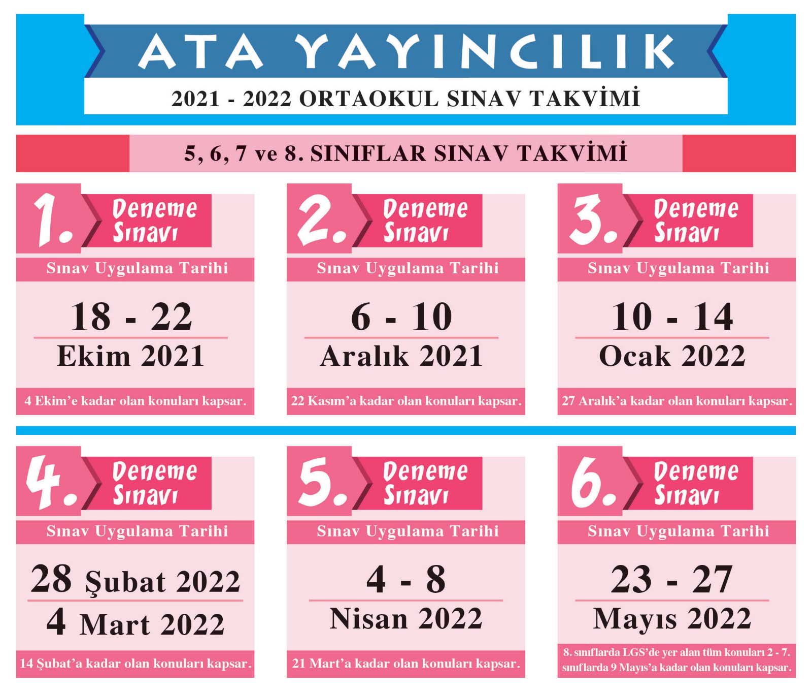Ortaokul Sınav Tarihleri